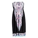 Weixinbuy Women's Bohemian Strapless Dress Printed Tube Skirt Black M