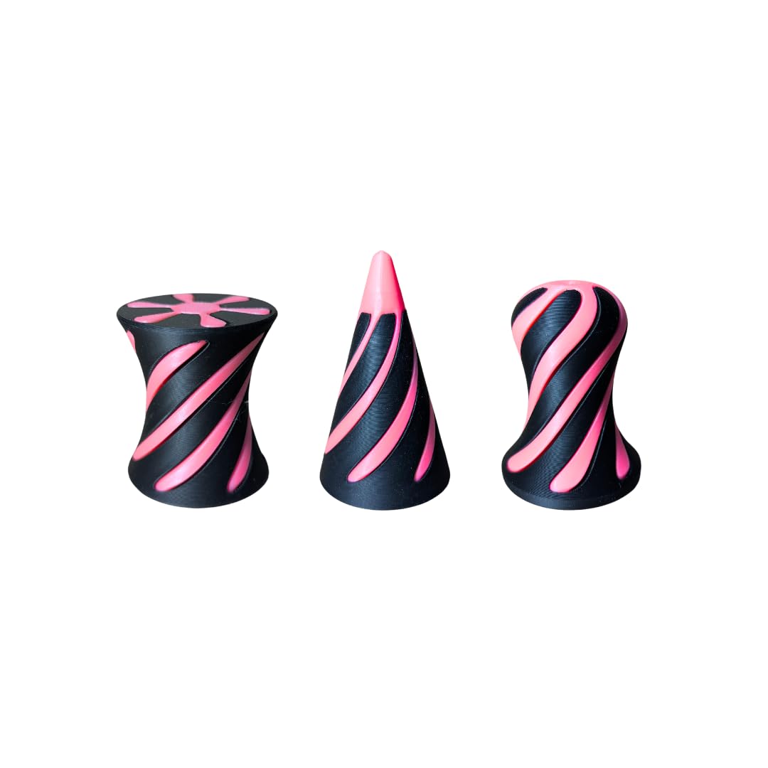 Triformia 3Pcs Glow-in-the-Dark Impossible Fidget Toys, 3D Printed Spiral Design, ADHD Autism Sensory Stress Relief Desk Toys, Unique Gifts for Kids & Adults (Glow in the Dark Pink)
