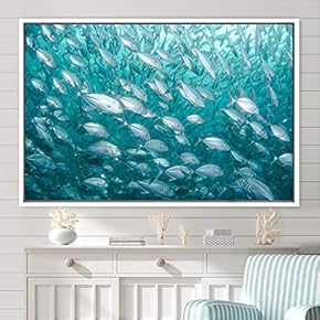 signwin Framed Canvas Wall Art School of Fish...