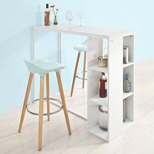 SoBuy® FWT39-W Bartisch Beistelltisch Stehtisch Küchentheke Küchenbartisch mit 3 Regalfächern, weiß, BHT ca… – Bild 3