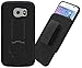 Galaxy S6 Case: Stalion® Secure Shell & Belt Clip Holster Combo with Kickstand (Jet Black) 180° Degree Rotating Locking Swivel + TPU Shockproof Protection