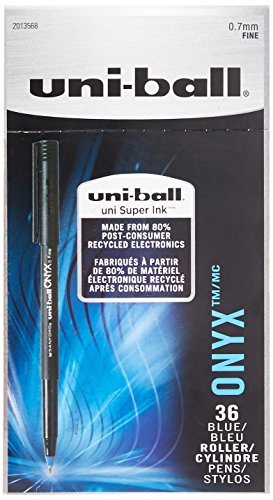 uni-ball ONYX Rollerball Pen, Fine Point (0.7mm), Blue, 72 Count