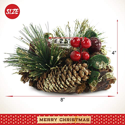 image for Athoinsu Christmas Candlestick Tealight Candle Holder Decorated with S