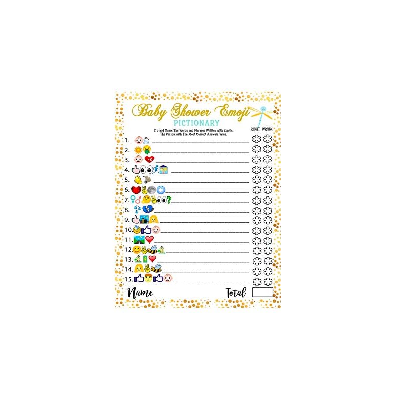 LOTUS-A Baby Shower Games – Emoji Pictionary, Fun Guessing Game Girls Boys Babies Gender Neutral Ideas Shower Party…