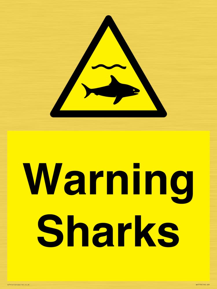 Warning sharks Sign - 300x400mm - A3P