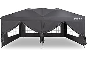 OASISHOME Pop-up Gazebo Instant Portable Canopy Tent 10'x20', with 6 Removable Sidewalls, Windows, Stakes, Ropes, Carrying Bag, for Patio/Outdoor/Wedding Parties and Commercial Events (10x20, Grey)