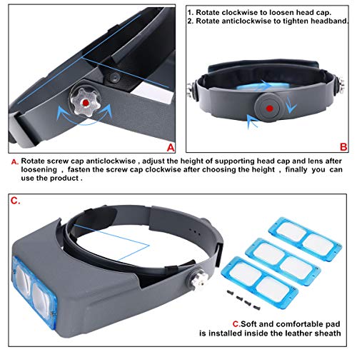 518M1d2RjzL Headband Magnifier Double Lens Head-Mounted Reading Magnifier Loupe Jewelry Visor Opitcal Glass Binocular Magnifier with Lens Magnification-1.5X 2X 2.5X 3.5X - Image 4