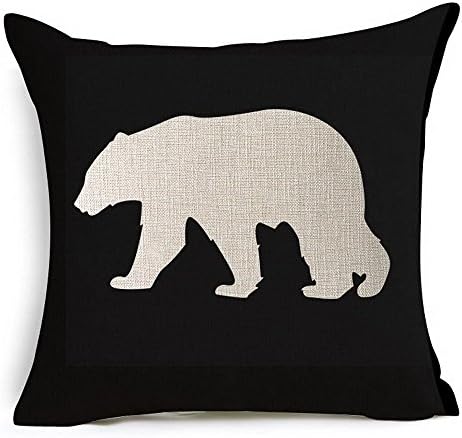 JulianArtsale 18 x 18 Inches Black Background Bear Printed Decorative Cotton Linen Square Throw Pillow Case Cushion Cover 1457