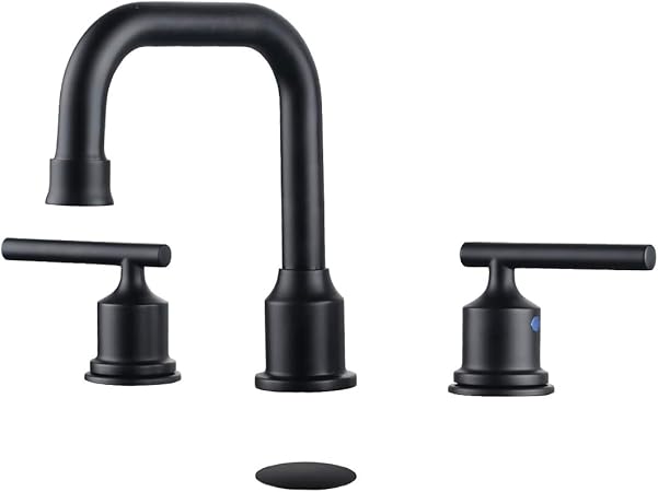 Wowow Two Handles Widespread 8 Inch Bathroom Faucet Black 3 Pieces