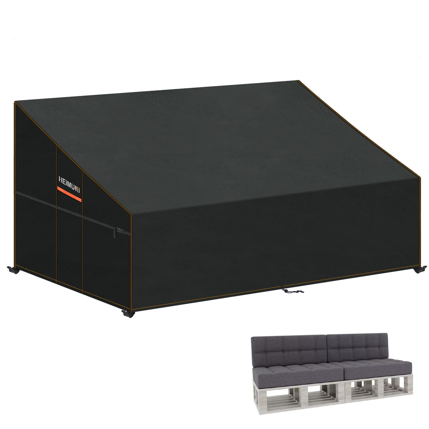 HEIMUNI Pallet Sofa Covers Rattan Sofa Cover 3-4 Seater Garden Furniture Covers Waterproof 420D Oxford Outdoor Lounge Sofa Covers with Air Vent Garden Bench Cover for Pallet Furniture 255x99x80/40cm