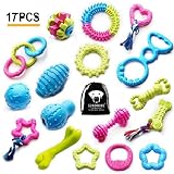 SZKOKUHO 17 Packs Durable Pet Puppy Dog Chew Toys Set Puppy Teething Ball Toys Puppy Rope Dog Tug Toy Safety Design