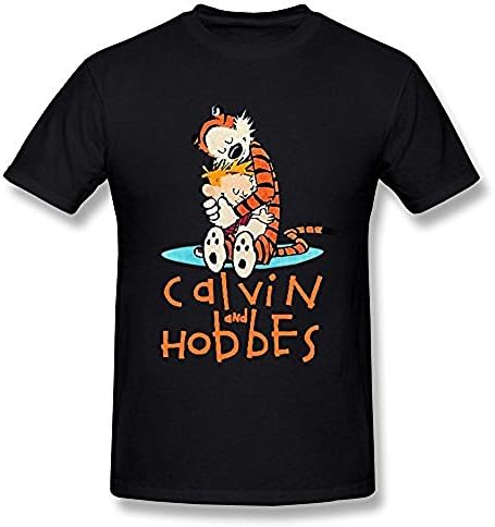 Short Sleeves Custom Calvin and Hobbes Together Men's Cotton Tee Shirt