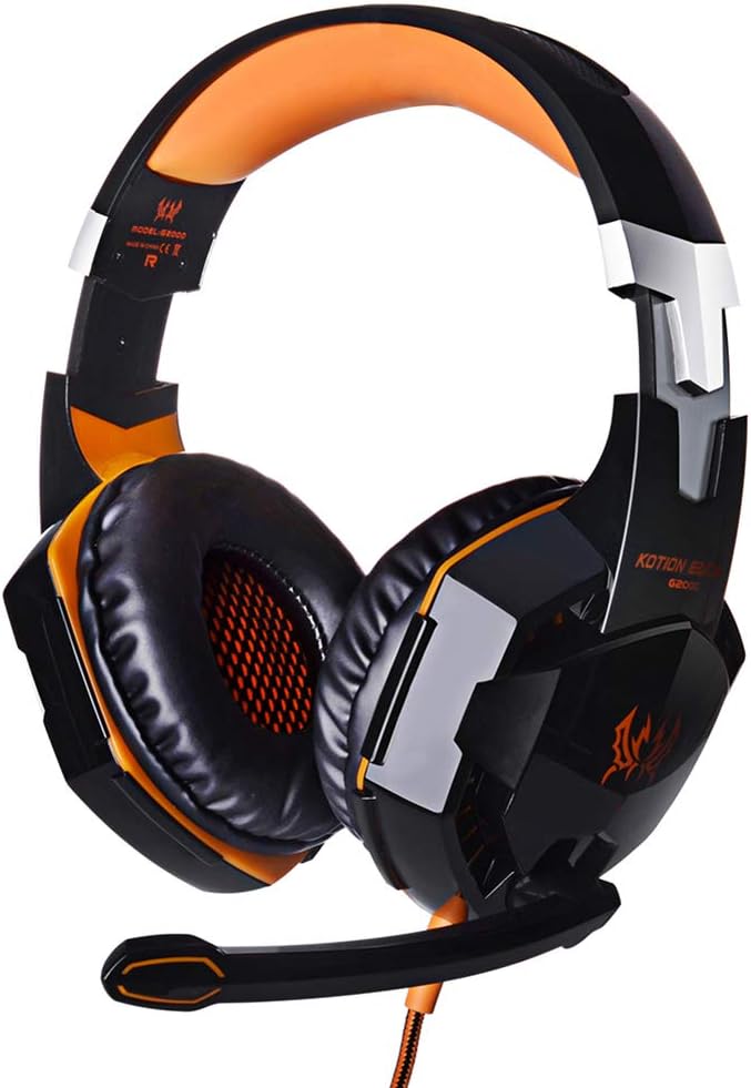 ZKxl8ca KOTION Each G2000 Stereo Gaming Headset LED Lights Headphones for PC Computer - Orange