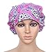 JoyRing 4 Pack Adjustable Surgical Scrub Cap Medical Doctor Bouffant Hats with Sweatband and Free Cotton Mask