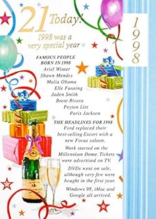 Simon Elvin 2019 21st Male Birthday Card 1998 Was A Special Year