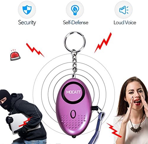 Personal Alarm Keychain Emergency Safe Sound Alarm Keychain with LED Flashlight and Siren Song, Anti-theft Keychains Personal Alarms for Elderly, Women,Kids,Explorer (Purple)