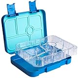 LUNCH2GO Leakproof Bento Lunch Box for kids and toddlers - Reusable 6-compartment container set for children - Preportioned case to pack healthy balanced meals (Blueberry Blue)