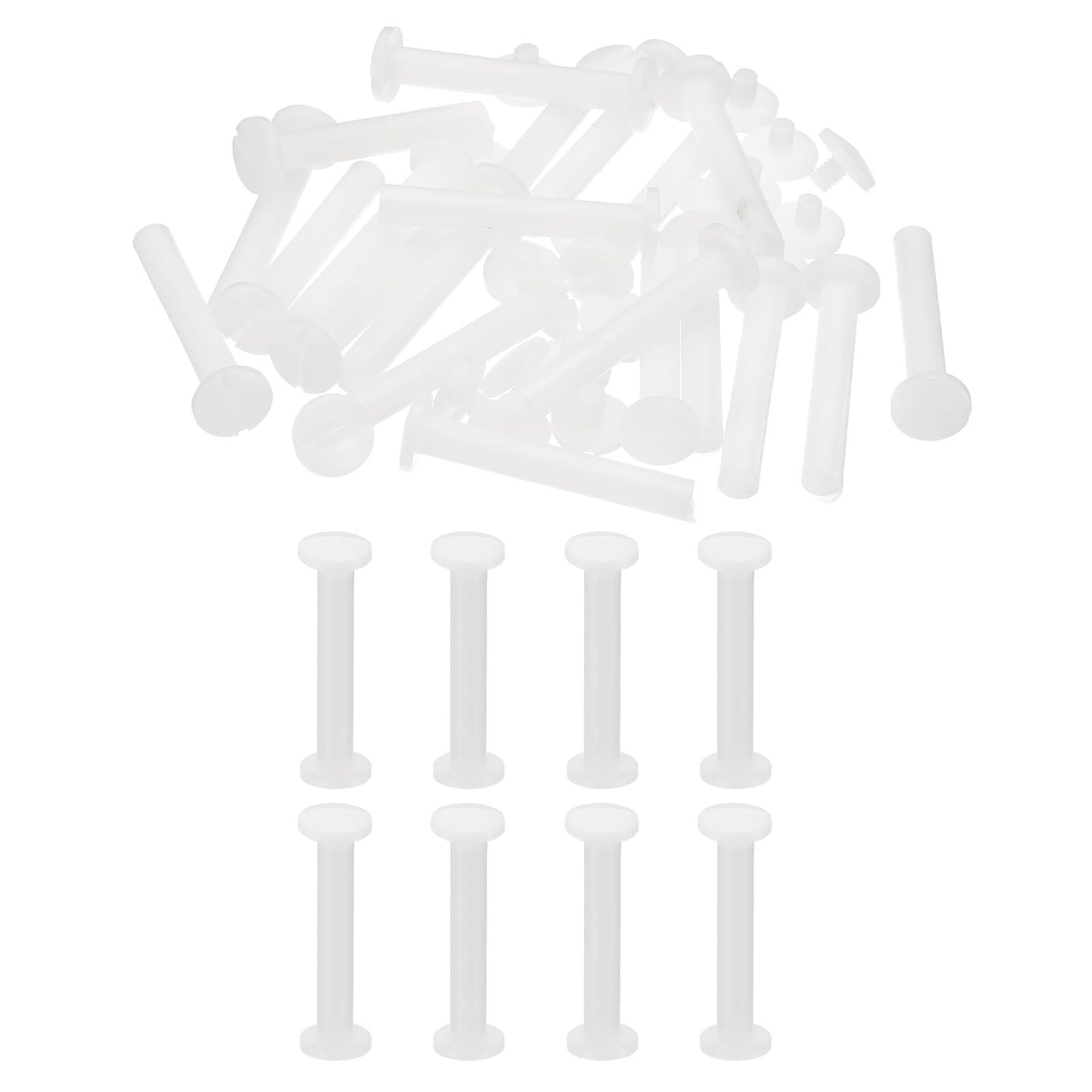 PATIKIL 35mm Chicago Screws, 20 Sets Plastic Chicago Screws Slotted Head Binding Post 5.5mm OD Screw Bolts Leather Rivets Fasteners Connectors White for Leather Belt Scrapbook Photo Albums