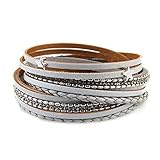 Jenia Women Star Multi-layer Leather Bracelet Braided Wrap Bangle Cuff Alloy Magnetic Clasp