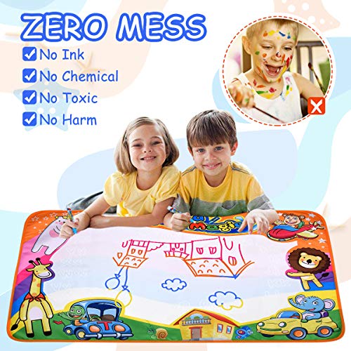Water Drawing Mat Large Doodle Mat 34.6" X 22.8"in Aqua Doodle Mats Educational Aqua Doodle Pad for Painting Writing Learning Toddler Toys Magic Water Canvas Toy Gift Box for Toddlers Age 2 3 4 5 6 - Thumbnail 2