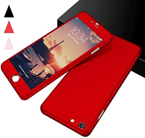 iPhone 6 Case , iPhone 6S Case,HonKzi Ultra-Thin 360 Full Body Protection Hard Slim Case Cover with Tempered Glass Screen Protector for Apple iPhone 6 /6S 4.7Inch) - Red