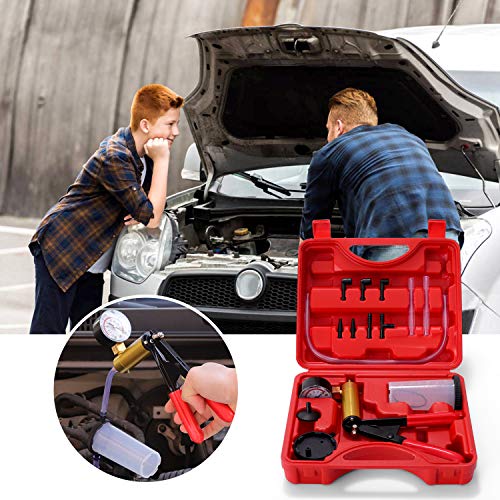 Hand Held Vacuum Pump Brake Bleeder Pressure Tester Vacuum Gauge Kit