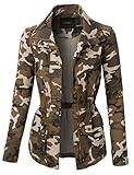 LE3NO Womens Long Sleeve Camo Military Anorak Jacket with Pockets