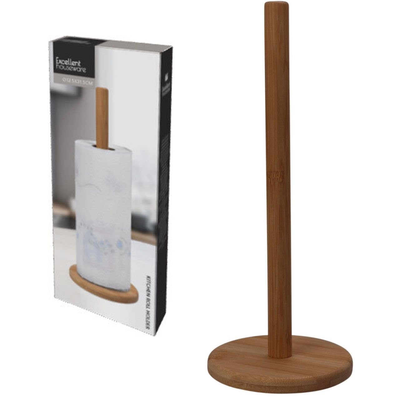 ABRUS Bamboo Kitchen Roll Holder – Kitchen Gadget For Home – Lightweight And Scratch-Resistant. Kitchen Roll Holder Wood