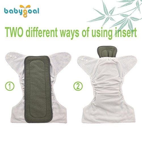 Babygoal Baby 5-layer Charcoal Bamboo Reusable Liners for Cloth Diapers Nappies 6pcs 6ztnf