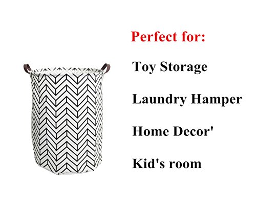 ESSME Large Laundry Hamper Waterproof Coating Canvas Fabric Storage Basket-Toy Organizer, Baby Nursery Hamper19.7×15.14" (Geometry) - Thumbnail 3