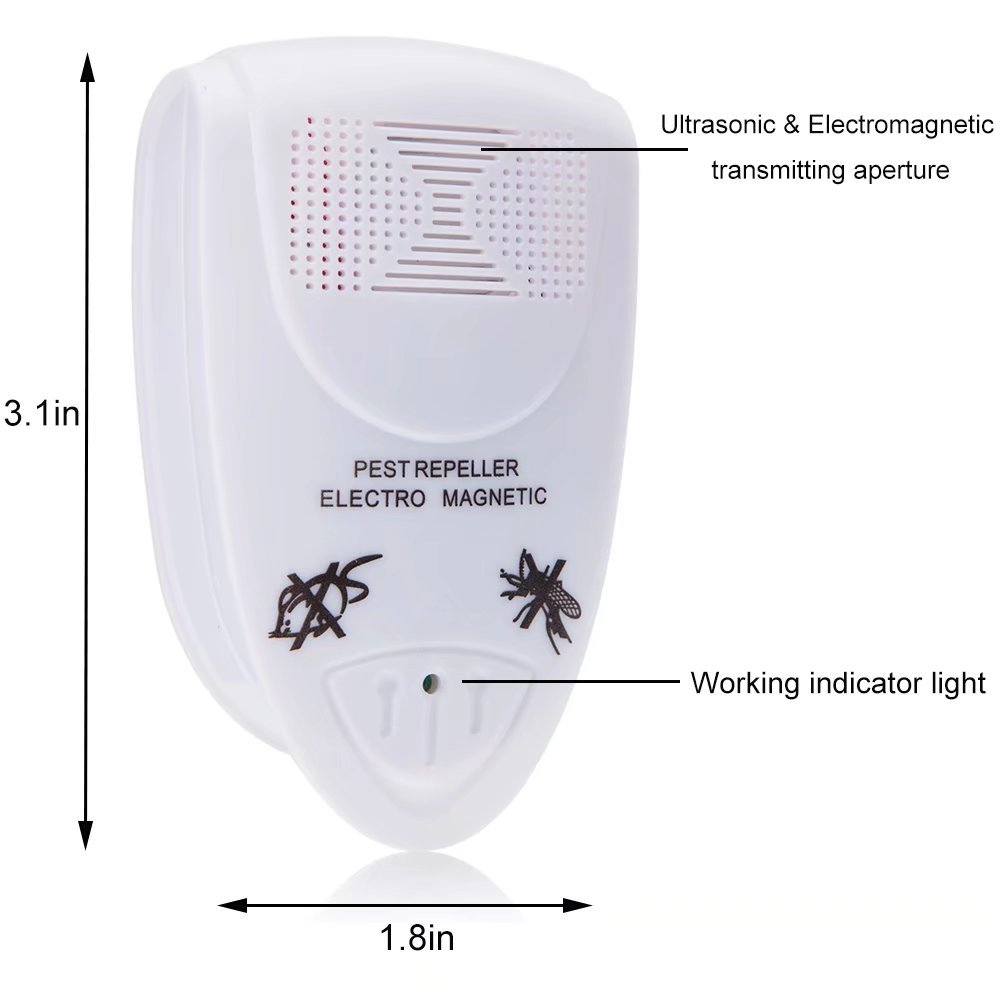 Home Pest Control Products, Plug In Pest Repeller Device, Ultrasonic Pest Control Ecofriendly - Repels All Kinds of Rodents and Insects Humans & Pets Safe- White 1 Pack