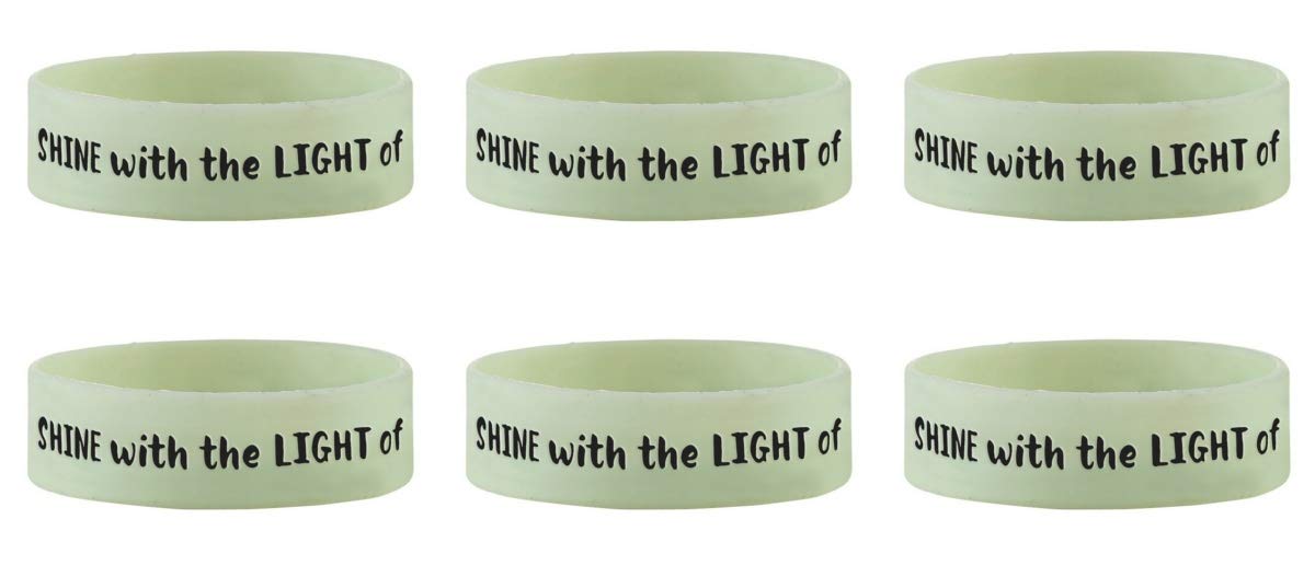 Christian Silicone Bracelet Shine with The Light of Jesus Glow in The Dark Neon Wristband, Pack of 6