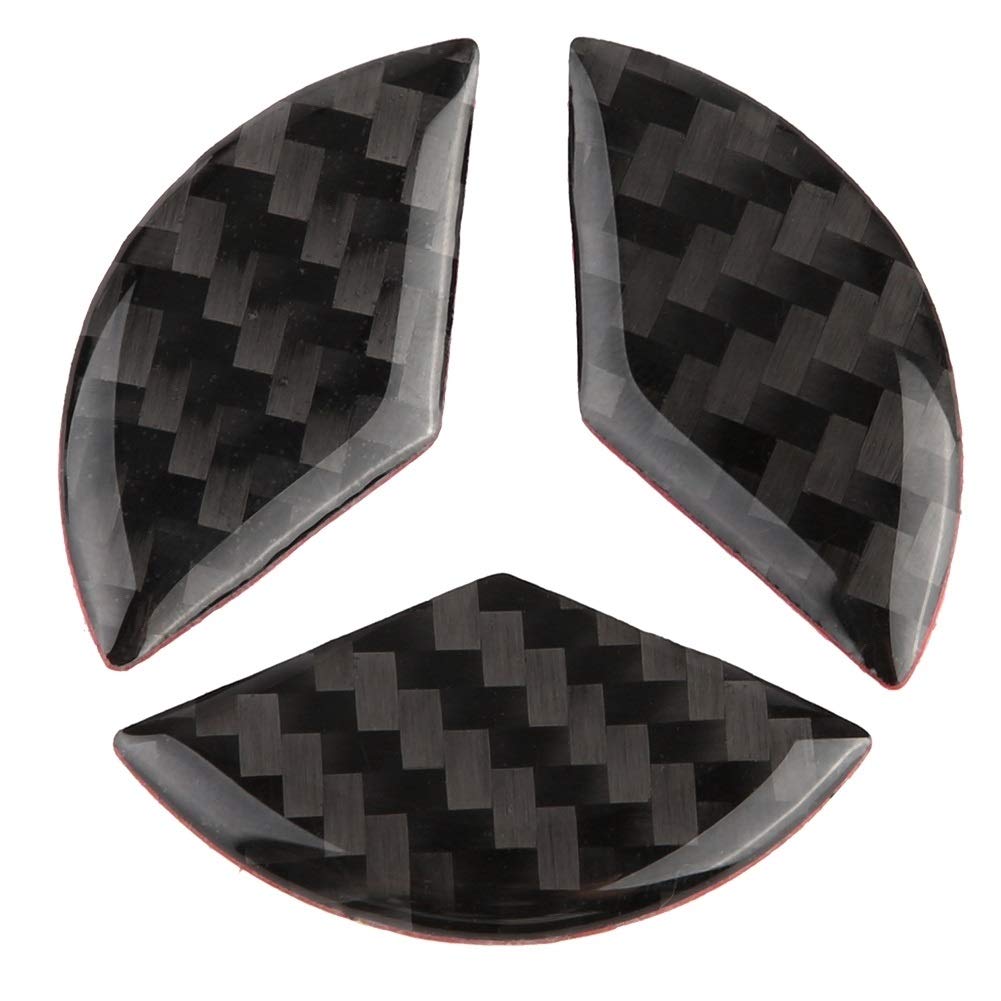 KSTE Steering Wheel Logo Sticker, 3pcs Steering Wheel Car Decor Logo Sticker Carbon Fiber Compatible with Mercedes C Class W204 2005-2012