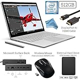Microsoft Surface Book (512GB SSD, 16GB RAM, Intel 6th Gen Intel i7 + 1TB Portable External Hard Drive + Microsoft Surface Dock + Wireless Optical Mouse + Car Charger + DigitalAndMore Cloth