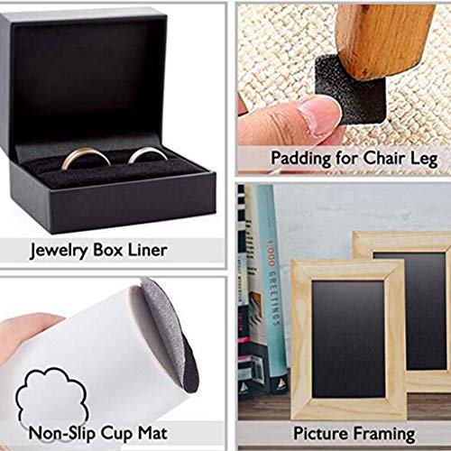  Maonet Black Felt Fabric Adhesive Sheets Multipurpose Velvet Sheet Sticky Glue Back for Art & Crafts Protector Pads (Black) - Thumbnail 3