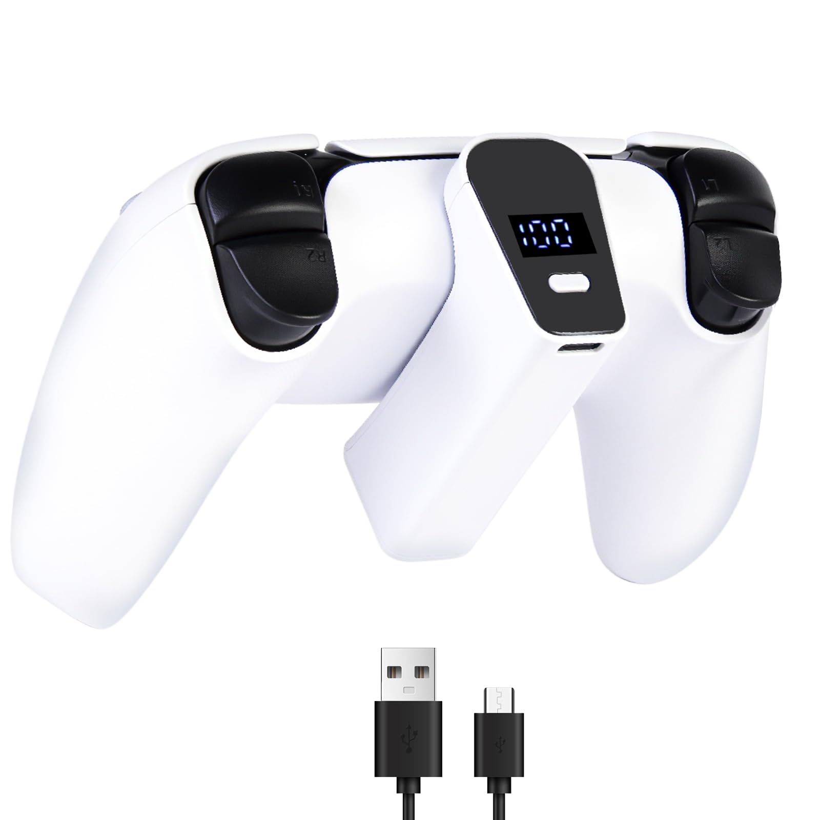 GLOWANT Charger for P5/P5 Edge Controller -2000mAh Portable Battery Pack, P5 Gaming Accessory Charging Kit with AC Adapter Power Brick(White)