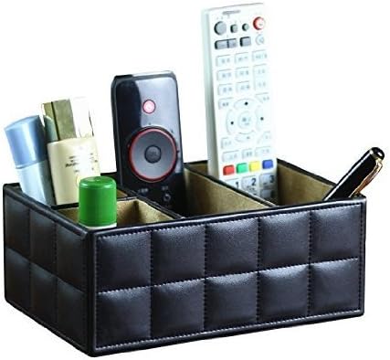 Office Desk Organizer Keeps Supplies + Desktop Accessories Neat. Perfect for an Executive. Business Card Holder. Home and Kitchen Organization. Faux Leather. Vintage Retro Furniture. Checkered. Black