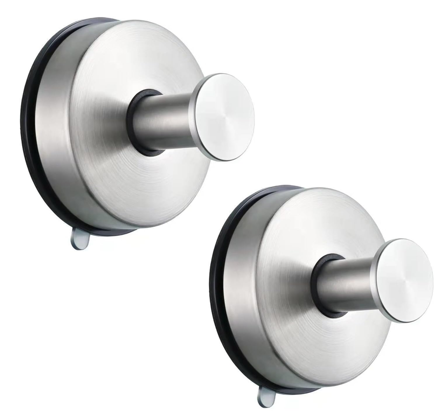 YUET 2 Pcs Suction Hooks, Vacuum Suction Cup Hook, Metal Towel Coat Hooks Robe Hook SUS 304 Stainless Steel Heavy Duty Door Hanger Clothes Closet Sponges Holder for Bathroom (Silver)