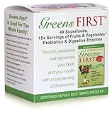 Greens First Original - 15 Count Travel Packets - 49 Superfoods, 15+ Servings of Fruits & Vegetables, Probiotics & Digestive Enzymes
