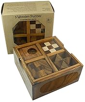 5 Wooden Puzzle Gift Set In A Wooden Box