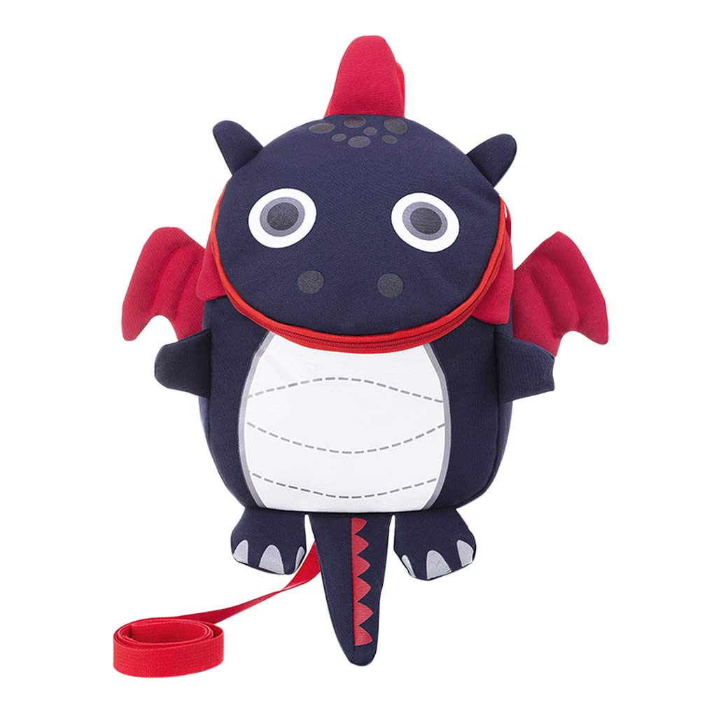 Moonlove Kids Toddlers Cute Dinosaur Walking Safety Harness Backpack Baby Walker's Bag With Safety Reins Belts Travel Bag Cartoon Nursery School Backpack for Boys Girls, Deep Blue B