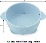 PandaEar 3 Pack Baby Suction Bowls with Lids Blue Brown Tan Silcone BPA-Free view 3