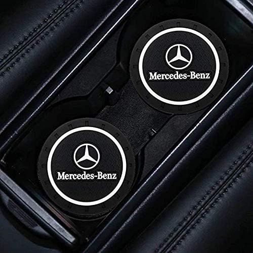 Fujun Upgraded 2 Pcs 2.75 inch Car Interior Accessories Anti Slip Cup Mat for Mercedes-Benz, fit for S Series, E Series, C Series, W Series, A Series, etc All Models