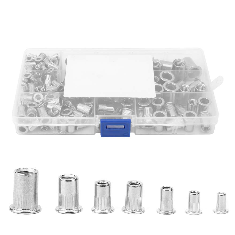 160Pcs M3 M4 M5 M6 M8 M10 Stainless Steel Rivet Nut Assort Set, Threaded Rivetnut Insert Nutsert Assortment Kit