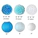 XFunino 18 Pcs Tissue Paper Flowers Pom Poms Decorations Theme Paper Lanterns Polka Dot Four Leaf Hanging Paper Garland 11.8ft for Baby Shower Wedding Birthday Party Supply, Blue
