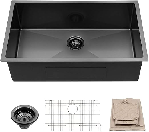 Lordear 32 In Undermount Kitchen Sink Matte Black 16 Gauge Tight