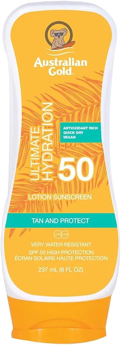 Australian Gold SPF 50+ Lotion 237ml Inverted Bottle Broad Spectrum Tanning