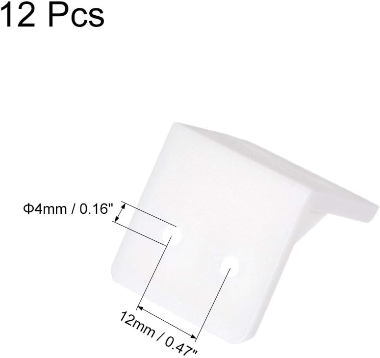 sourcing map Shelf Cabinet Door 90 Degree Plastic Corner Braces 27x27x27mm Angle Brackets, 12 Pcs White - Image 4