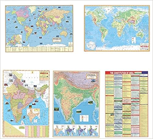 Oxford Maps For Upsc Buy India & World Map ( Both Political & Physical ) & India Constitution  Chart | Set Of 5 | Map Size - 70X100 Cm | Use For Preparation Of Upsc ,