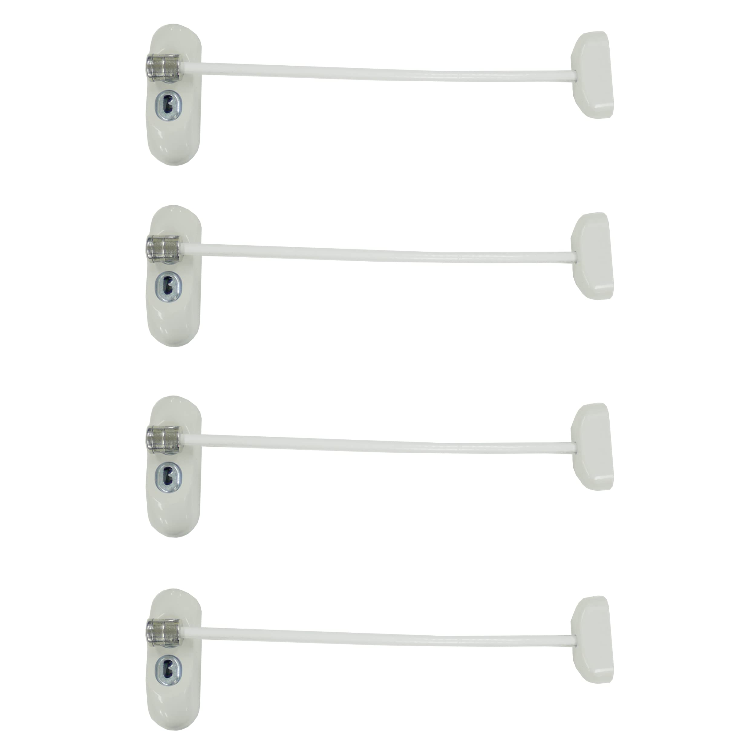 UAP Window Restrictor with Key - Window Safety Locks with 20cm Cable, Window Locks for Child Safety, Security Window Limiter Restrictor for All Types of Windows (4 Locks, White - White Cable)